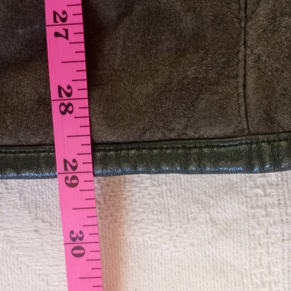 Vintage Preston And York Quilted Suede And Leather Trim Olive Green Chore Jacket - Picture 12 of 12